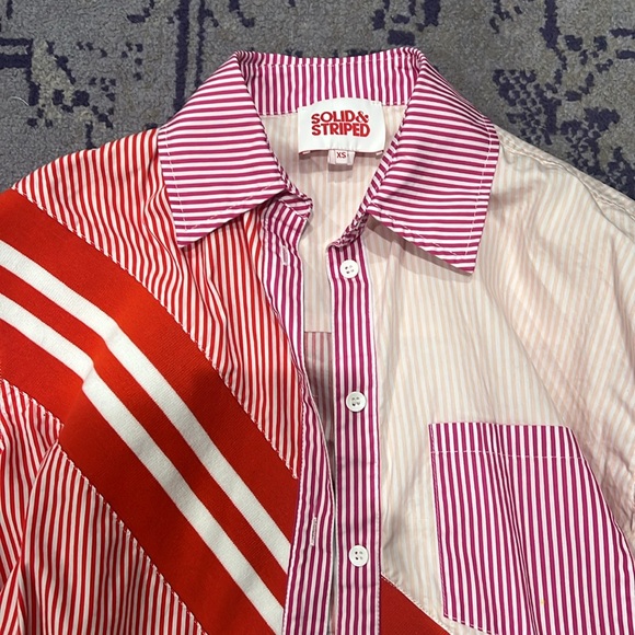 Solid and striped button up shirt - Picture 2 of 2